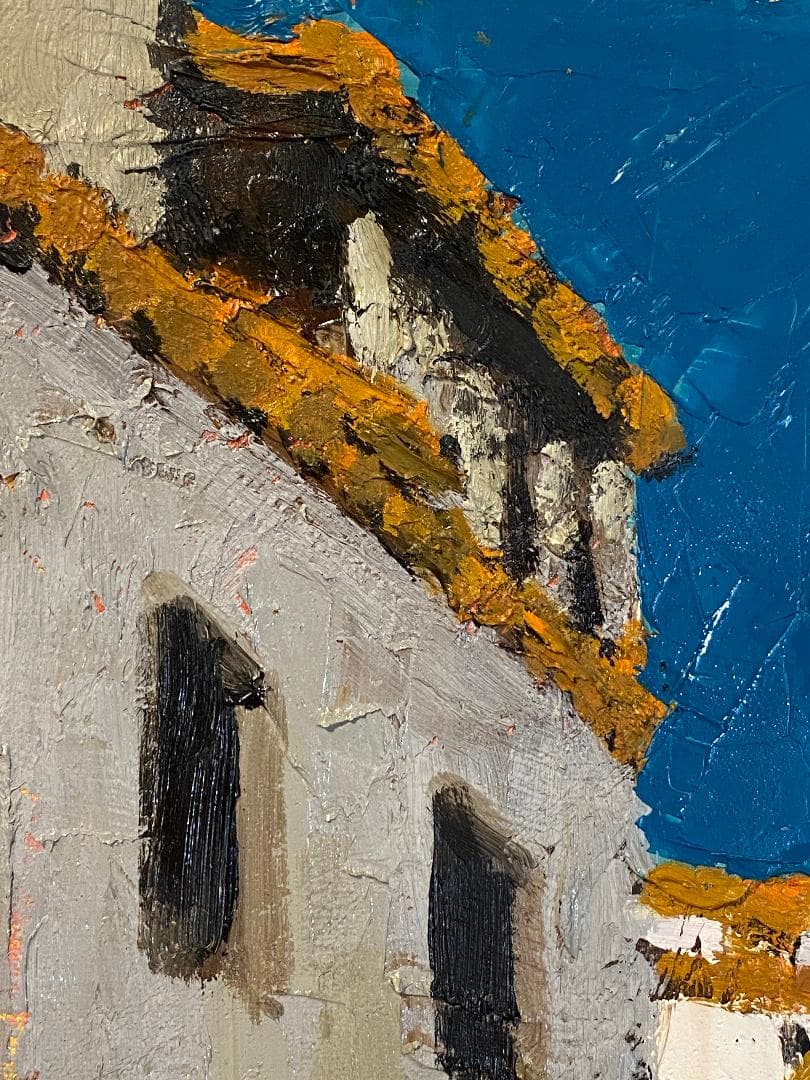 「真作」加納秀雄「ロハの裏町」風景画　油彩画　額装　サイン有り　F8号