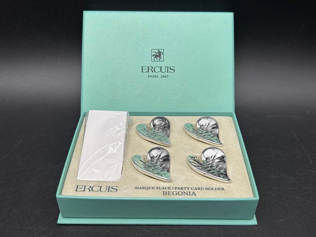 【希少】ERCUIS エルキューイ　カードホルダー　ベゴニア　リーフ　4個