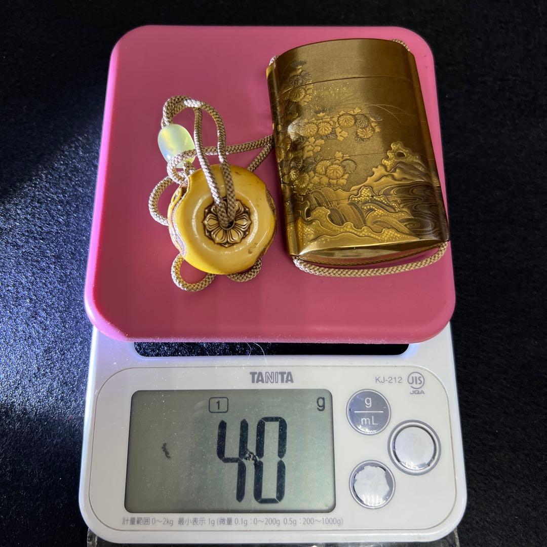 在銘　極上蒔絵　饅頭根付印籠　40g 東Y7-1219☆2Fチコチル