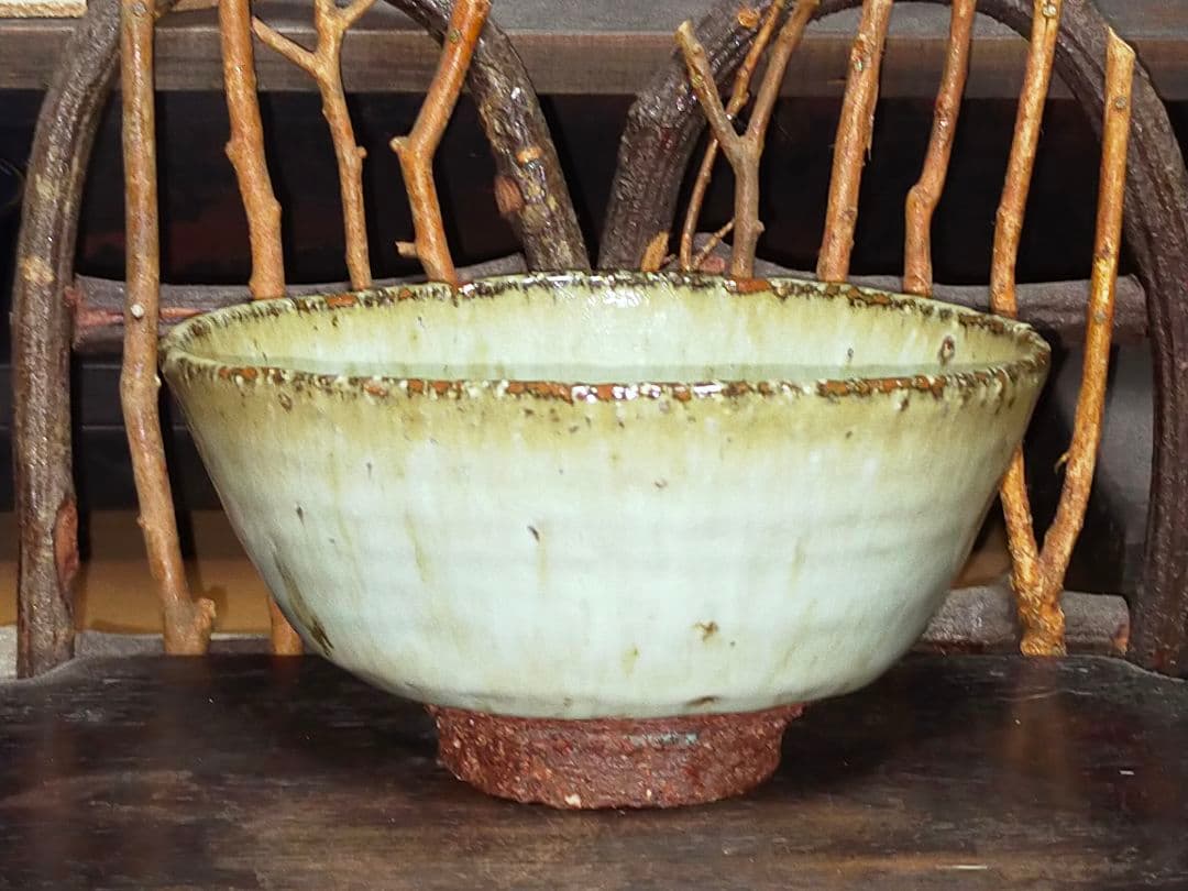 ♥美濃焼　青山鉄郎　白釉　茶碗　共箱付き　骨董品