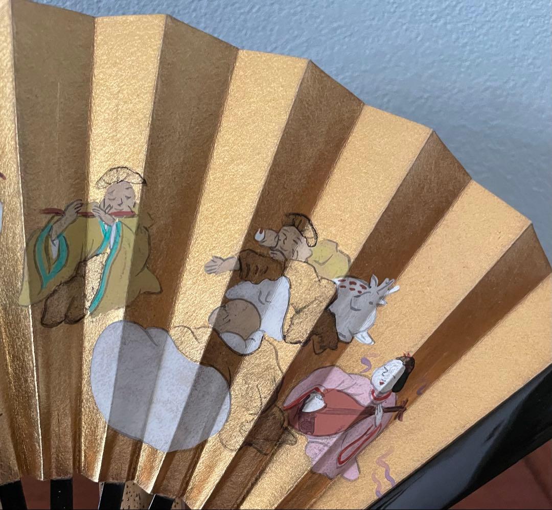 【装飾品】七福神装飾扇子　竹製スタンド付　宮脇賣扇庵