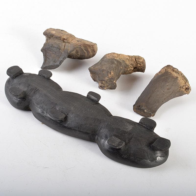 天然石　鑑賞石　木化石　置物　重さ約580g　唐木台付　C　6066