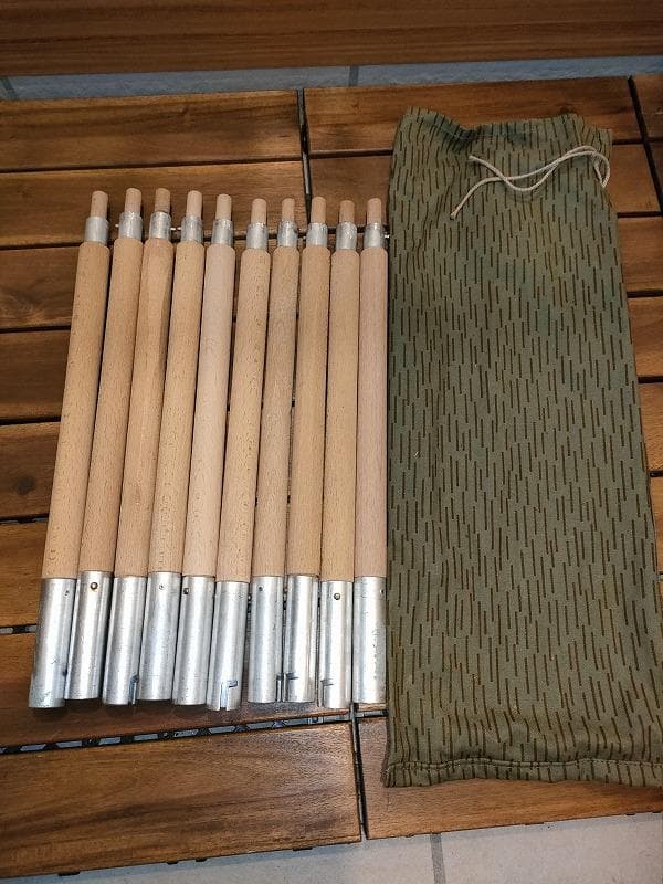 東ドイツ軍 テント用ポール 10本セット レインドロップカモ収納袋付き