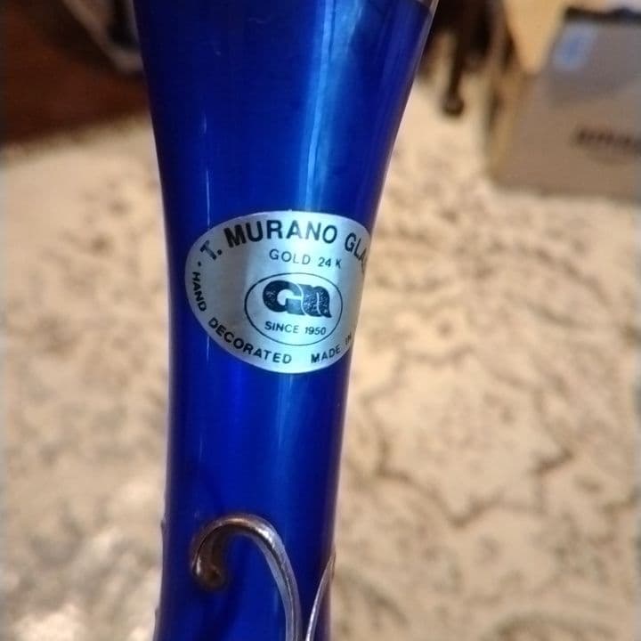 ★SALE★イタリア★T.MURANO GLASS★ガラス★手描き絵付★花瓶★