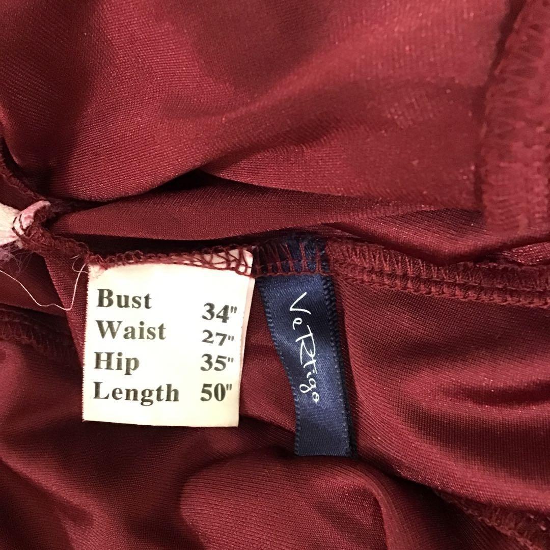 社交ダンス　ドレス　VeRtigo ドレス　えんじ色　グラデーションスカート