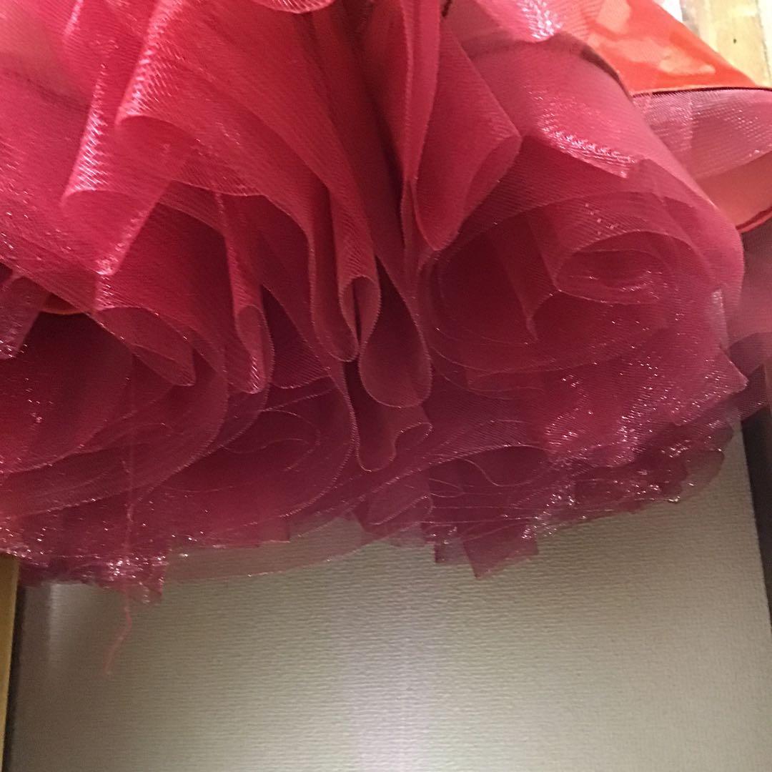 社交ダンス　ドレス　VeRtigo ドレス　えんじ色　グラデーションスカート