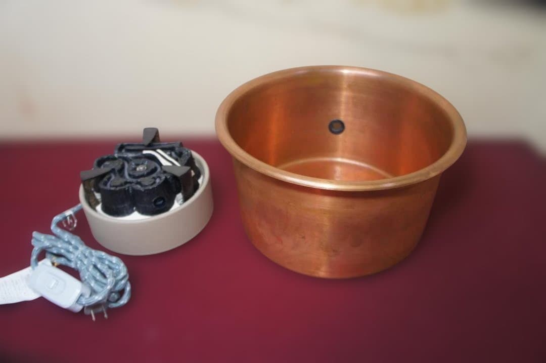 専用☆茶道具 立礼棚卓用 銅風炉 銅製丸炉 410W炭型 電熱器送料込み