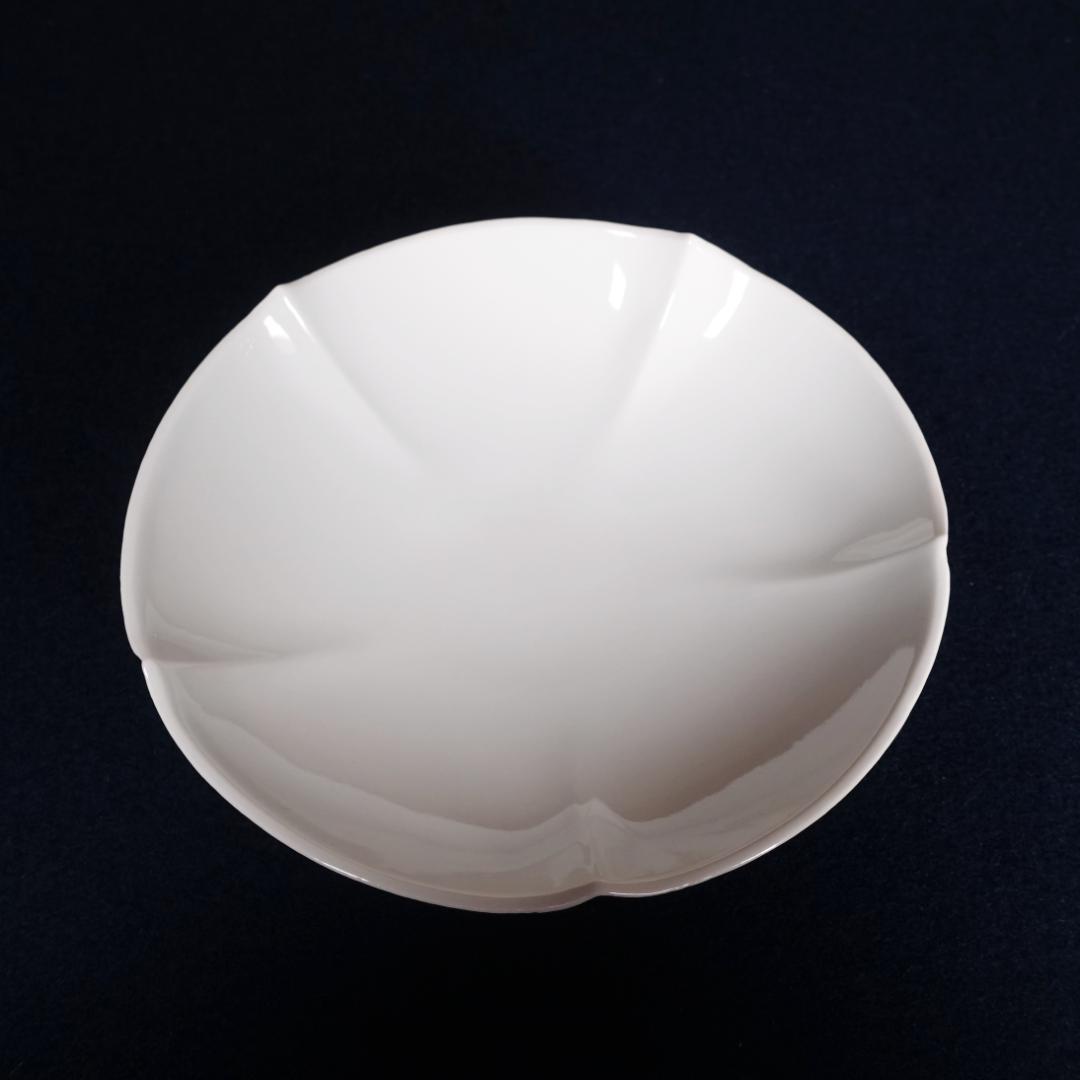 人間国宝 井上萬二 本人作 白磁花形銘々皿 5客 共箱