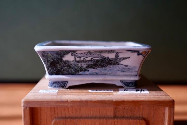 郵送無料　小品盆栽佐野大助  五彩絵　風景鉢