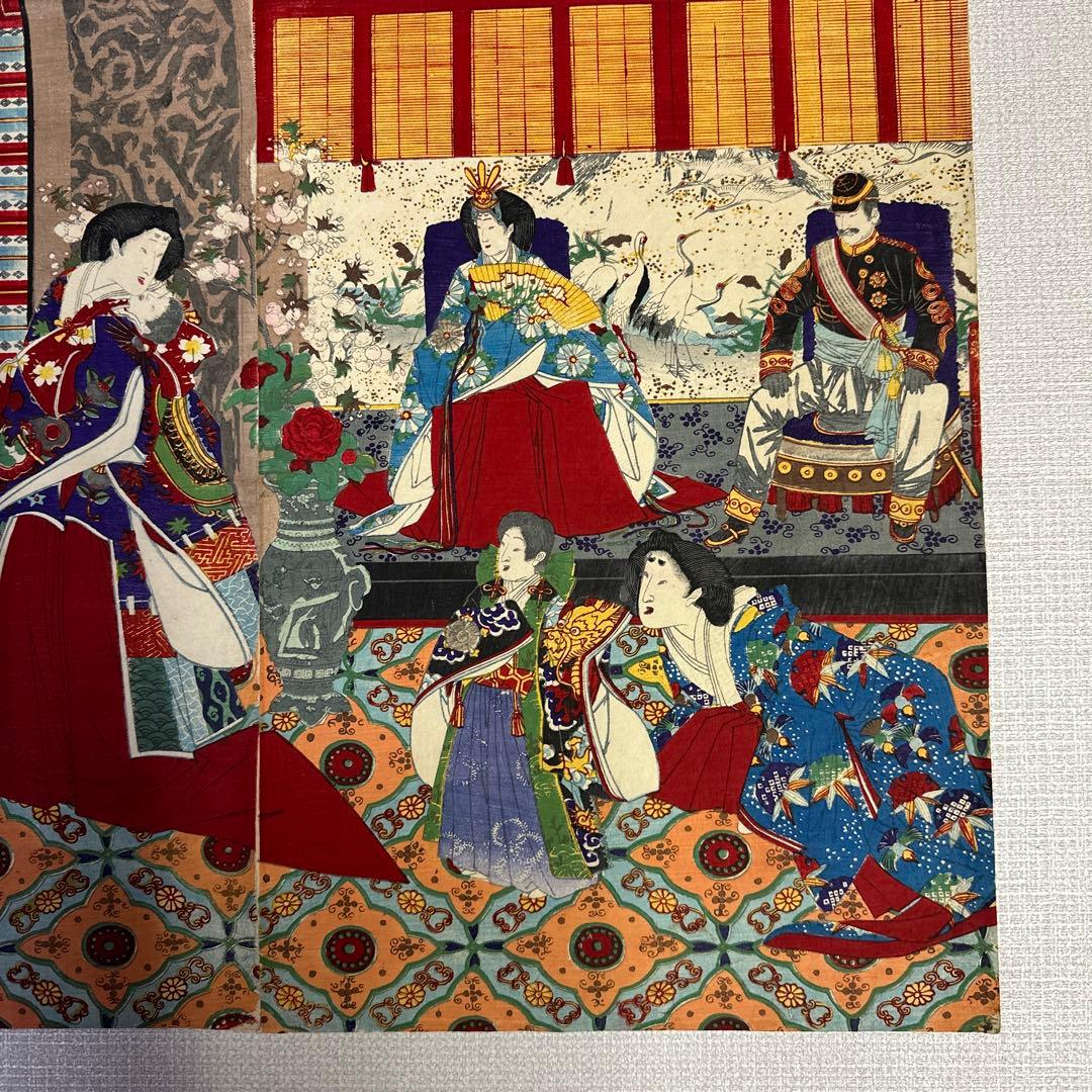 歌川豊宣　浮世絵　内裡模様雛俤　錦絵　版画　２枚セット