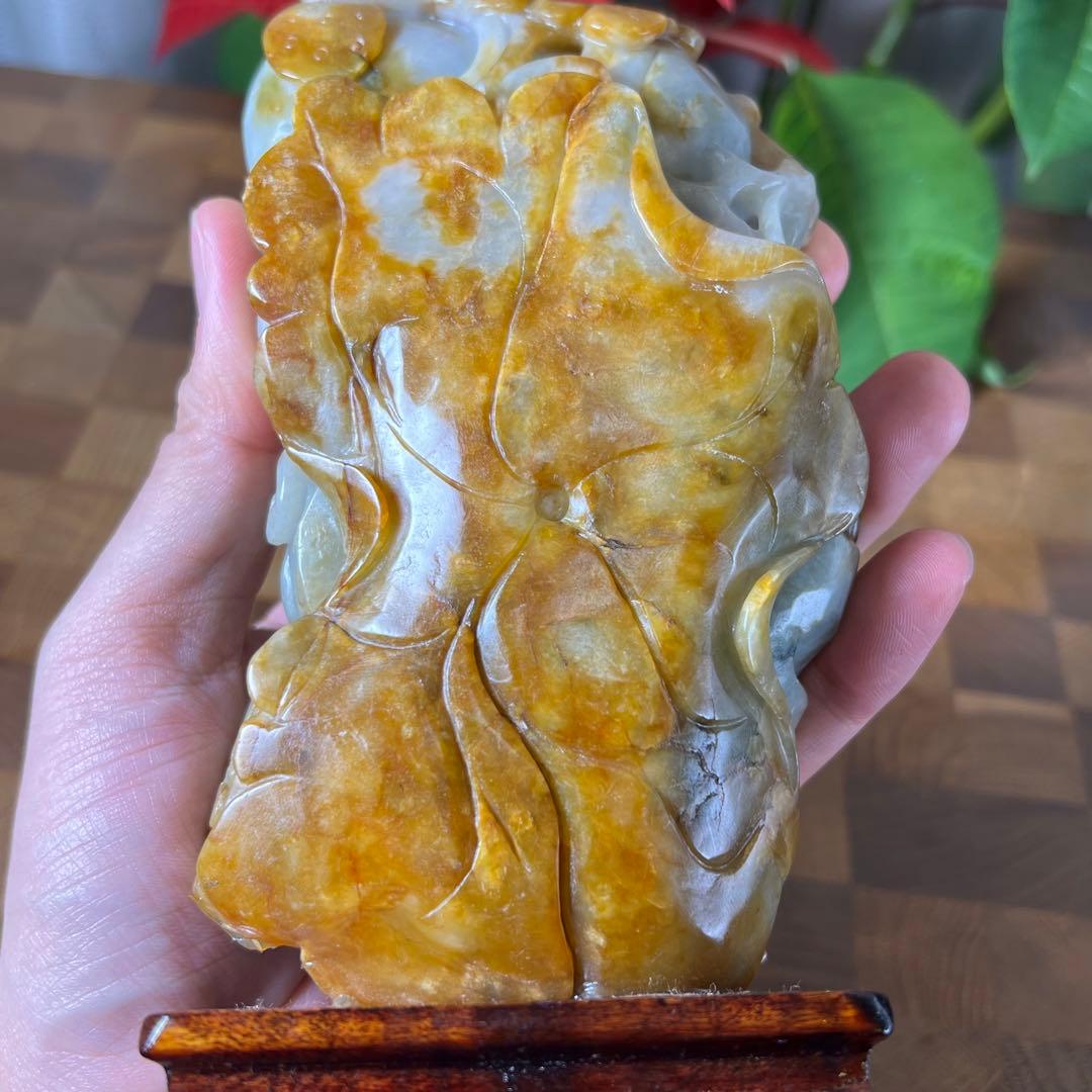 【本翡翠】吉祥唐子置物　高さ18、5cm