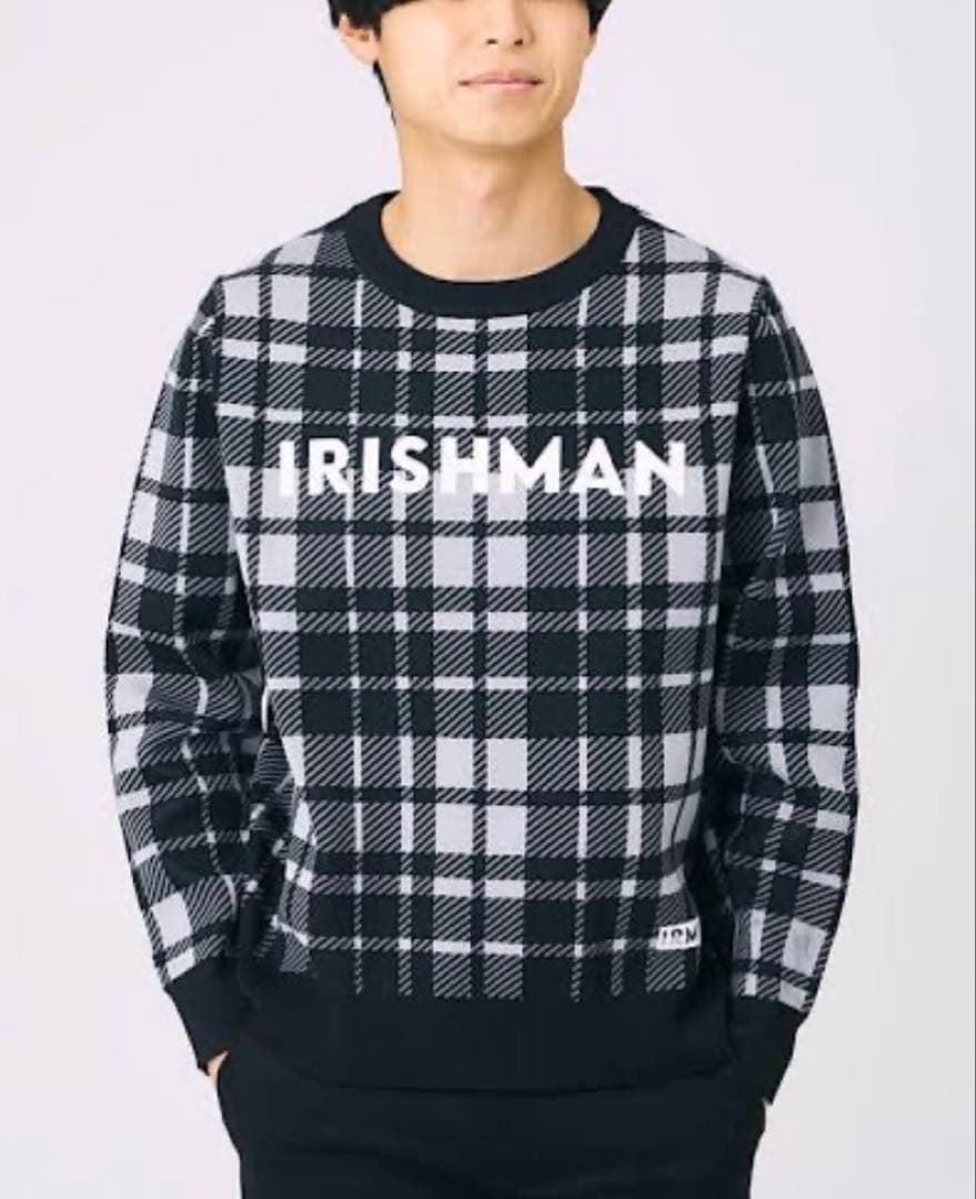 【新品　値下中】IRISHMAN アイリッシュマン オリジナルチェックニット L