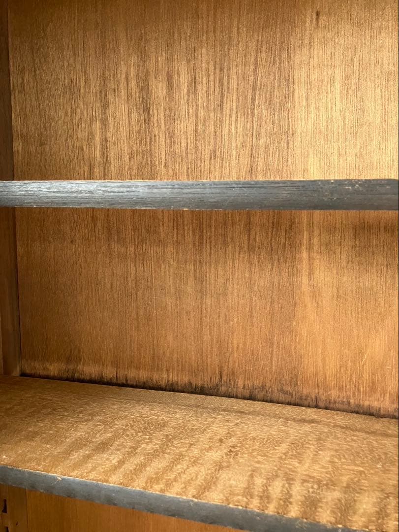 ヴィンテージ 木製キャビネット(モールガラス扉、引出し)