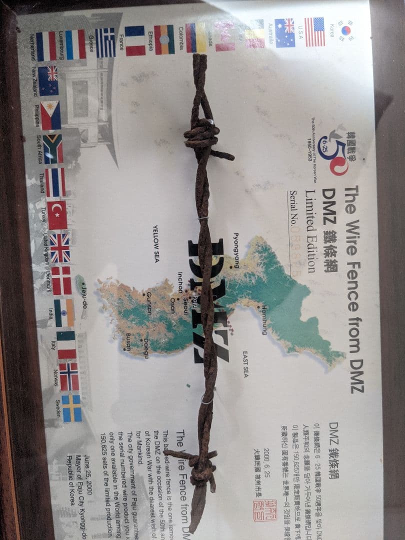 南北朝鮮38度線の鉄条網（本物）