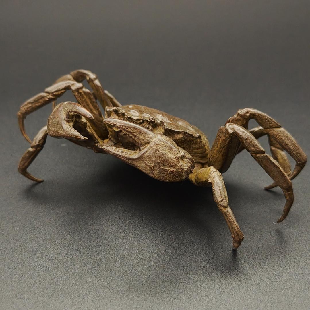 A*h様 銅製置物　蟹　カニ　茶道具　雨宮宗作　刻印あり　金工品　美術品　インテ
