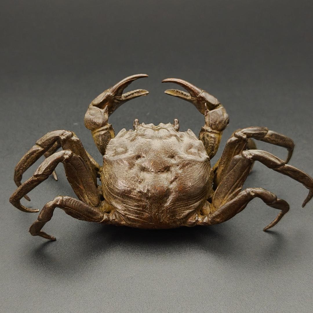 A*h様 銅製置物　蟹　カニ　茶道具　雨宮宗作　刻印あり　金工品　美術品　インテ