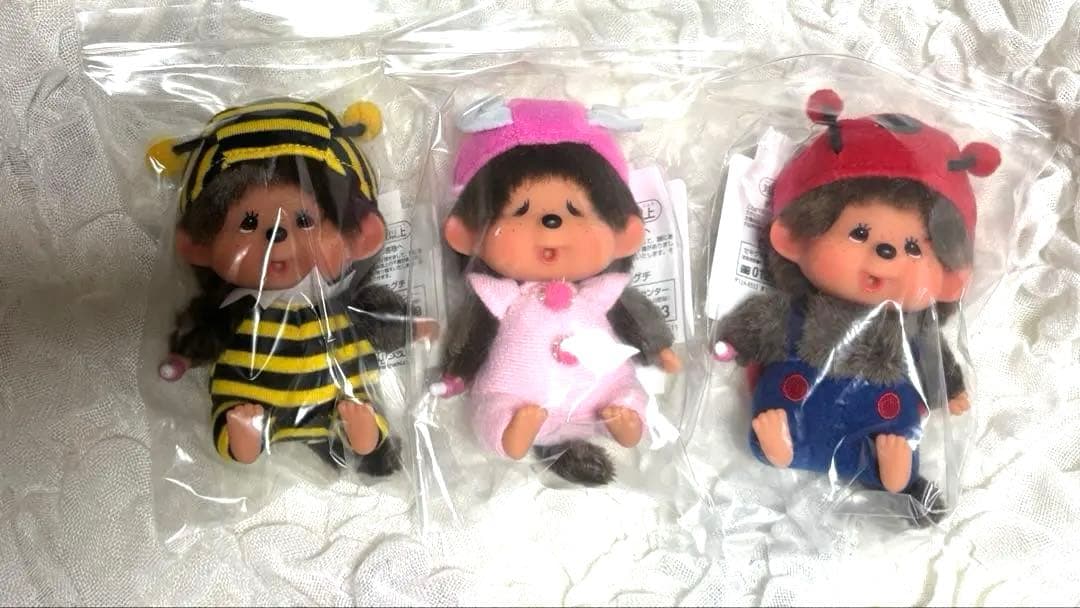 新品タグ付き　モンチッチ　顔でか　SS てんとう虫　ミツバチ　ちょうちょ