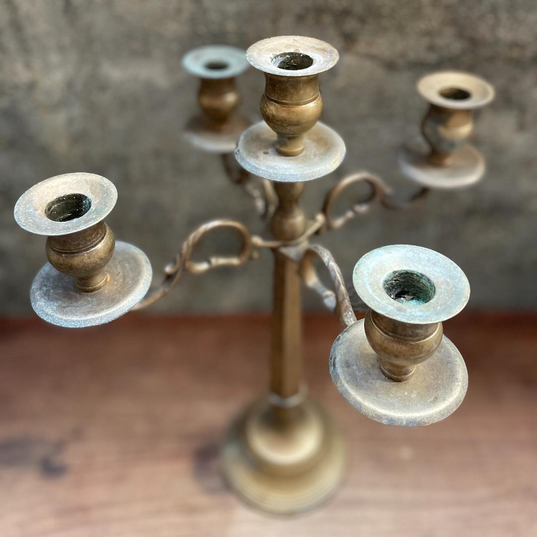 イギリス アンティーク キャンドル ホルダ 真鍮 燭台 ヴィンテージ 古道具