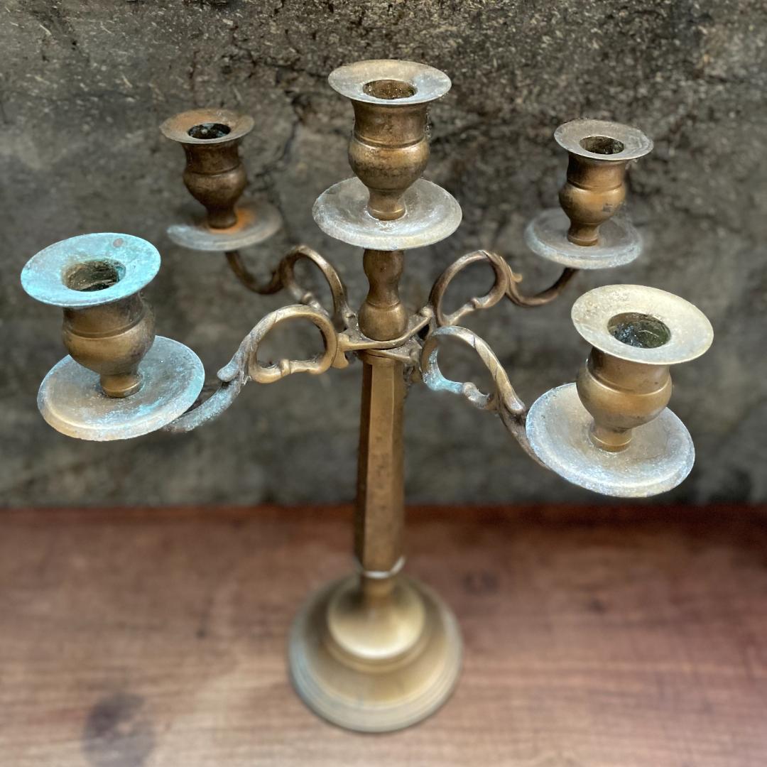 イギリス アンティーク キャンドル ホルダ 真鍮 燭台 ヴィンテージ 古道具
