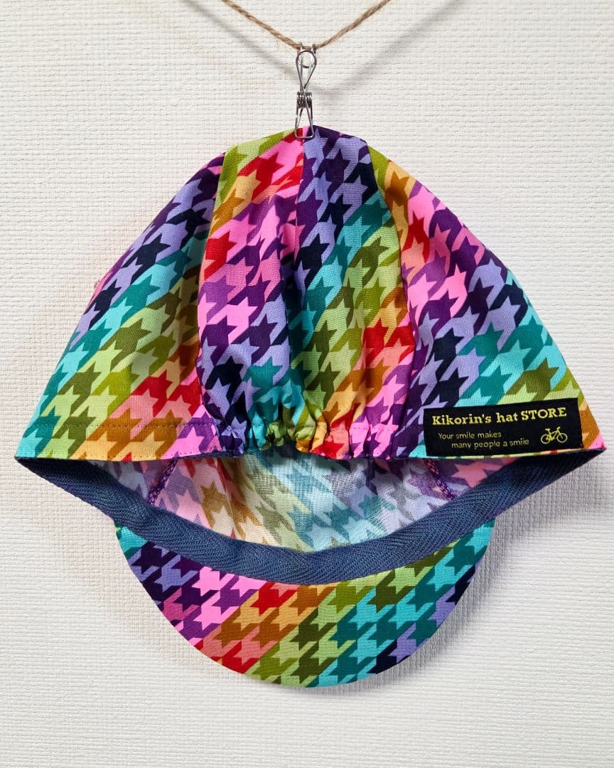 ★サイクルキャップ★【No.90】千鳥格子(USコットン)