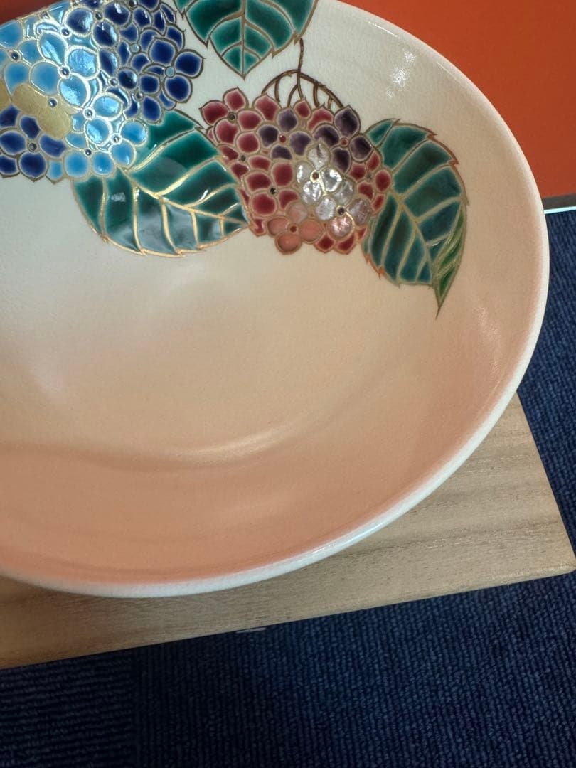 1967 御室窯 仁清紫陽花平茶碗 抹茶碗　未使用