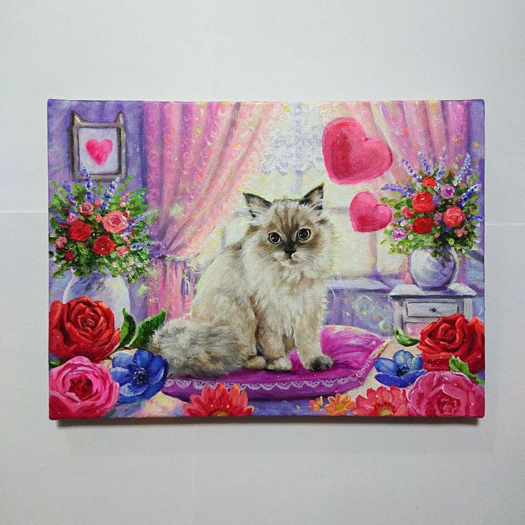 【サイベリアン】アクリル画 F4 動物画 絵画