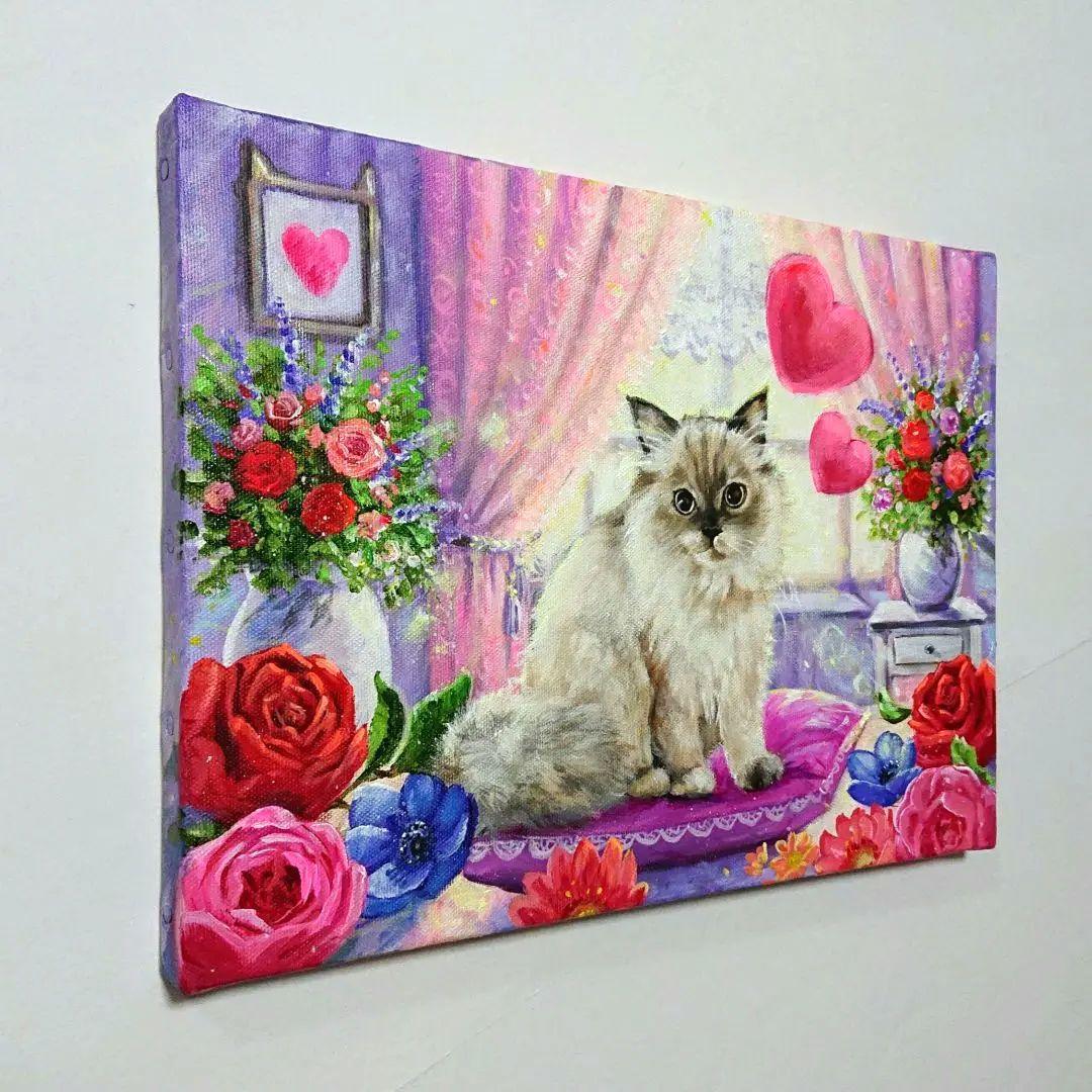 【サイベリアン】アクリル画 F4 動物画 絵画