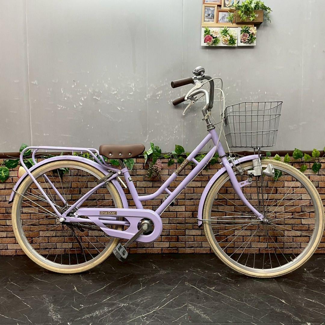 【95】子供用自転車 子供車 STAR DUST パープル 24インチ シングル