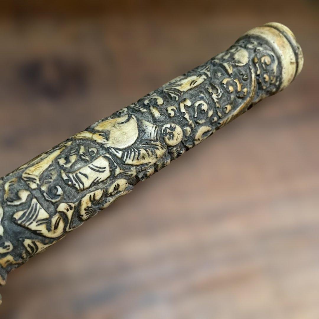 中国 骨董 古玩 古美術 アンティーク 阿片 煙管 アヘン パイプ 彫刻