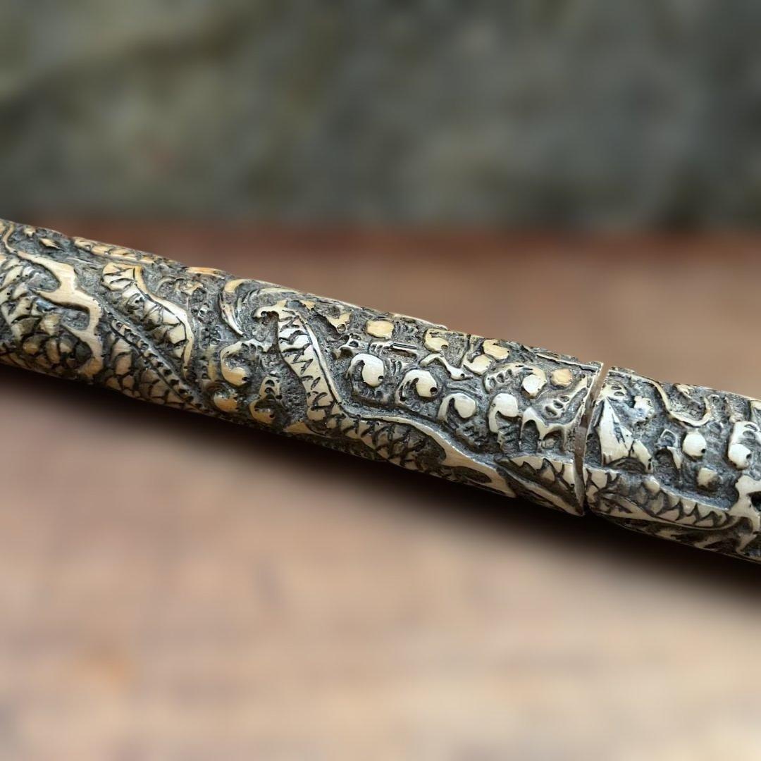 中国 骨董 古玩 古美術 アンティーク 阿片 煙管 アヘン パイプ 彫刻