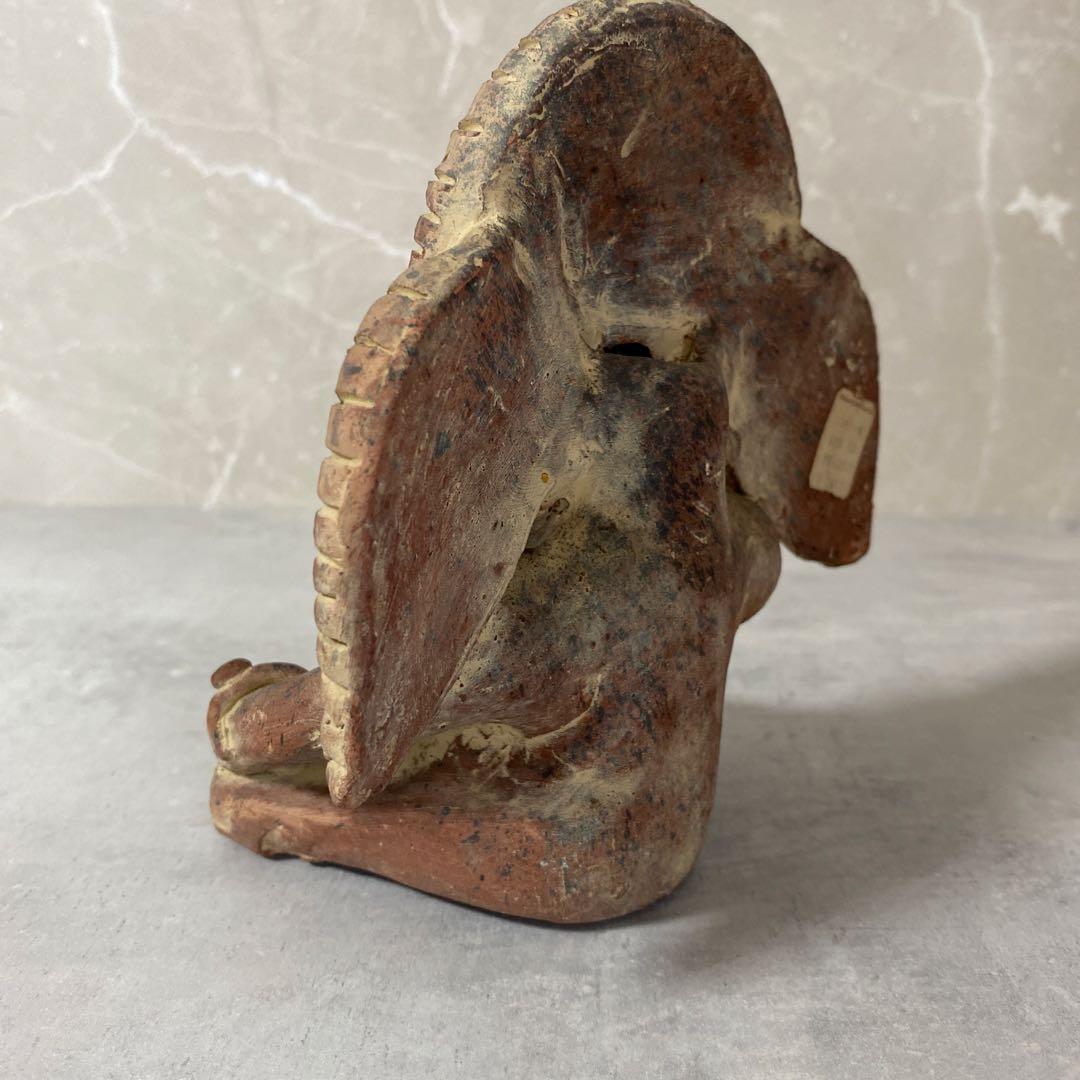 メキシコ　マヤ文明　戦士の土人形　テコラッタ　素焼き　ヴィンテージインテリア