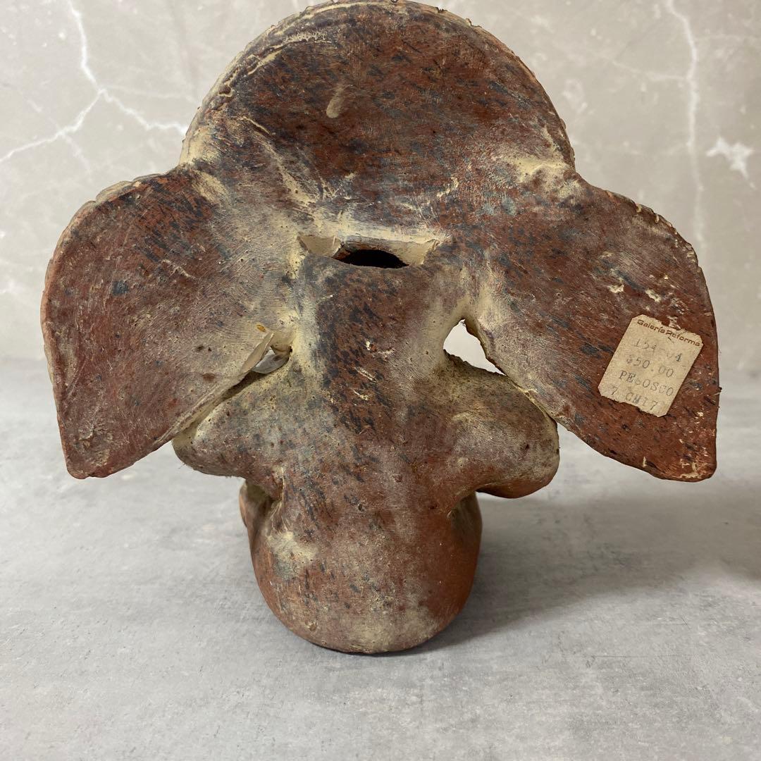 メキシコ　マヤ文明　戦士の土人形　テコラッタ　素焼き　ヴィンテージインテリア