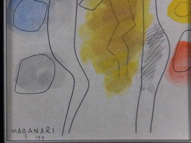 現代美術の先駆者 村井正誠　直筆サイン『顔』水彩画 1979年 0109A