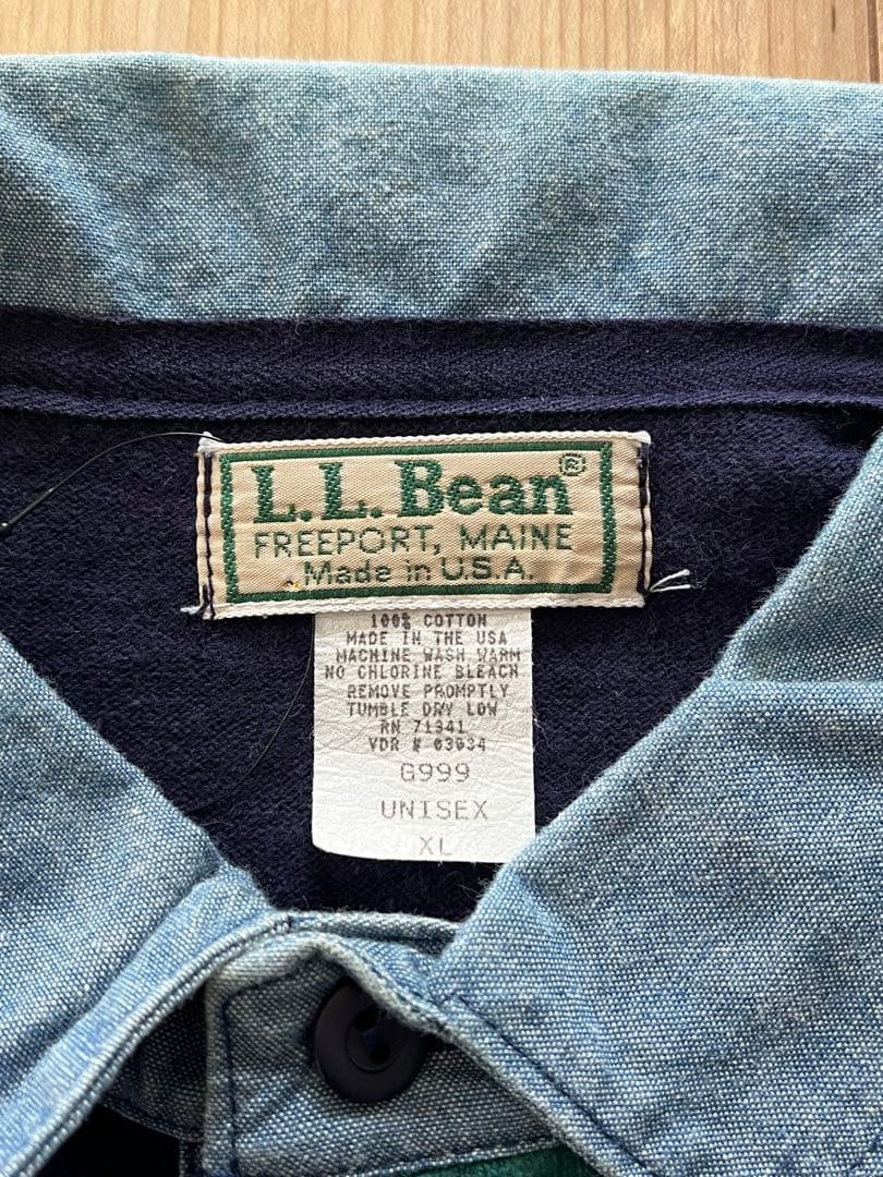 90s L.LBean ラガーシャツ マルチパネル エルエルビーン スウェット