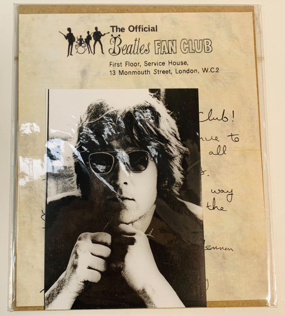 ジョン・レノン 写真＋ザ・ビートルズ ファンクラブ レプリカレター セット