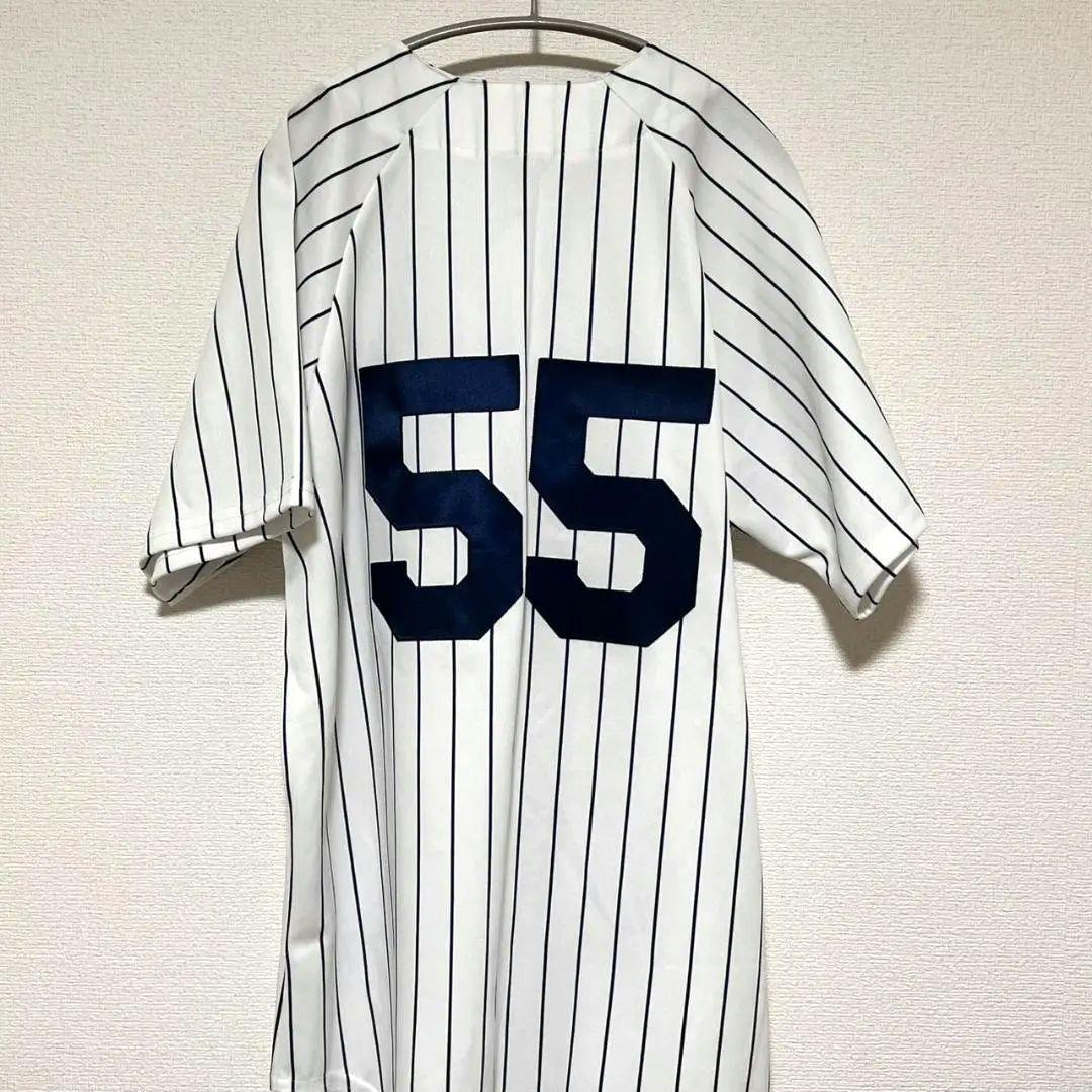 55番 USA製 MLB Majestic ヤンキース ベースボールシャツ 松井