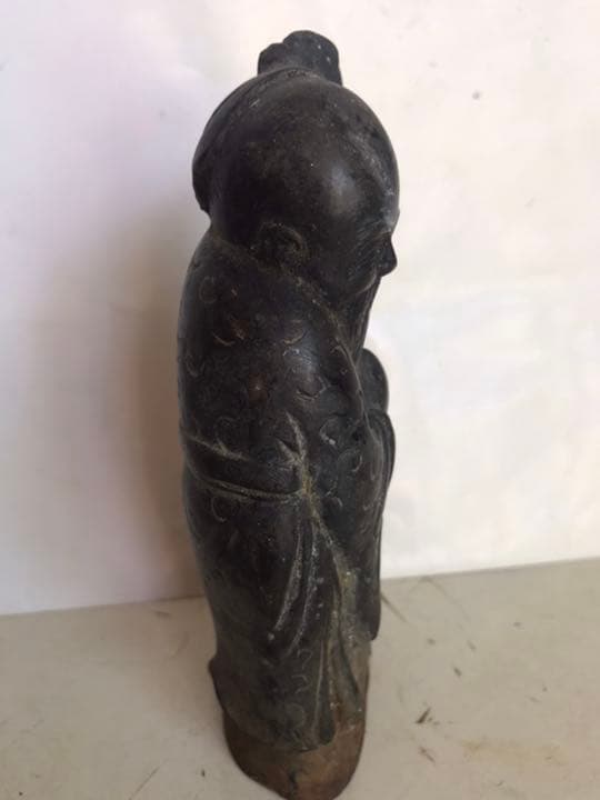 置物古銅製，時代物，緣起物，書房置物，高14cm，重480克