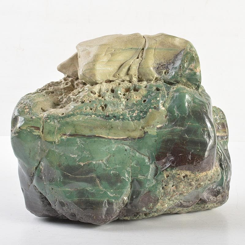 天然石　鑑賞石　翡翠石　緑石　原石　置物　重さ約3.33㎏　時代箱　VR7040