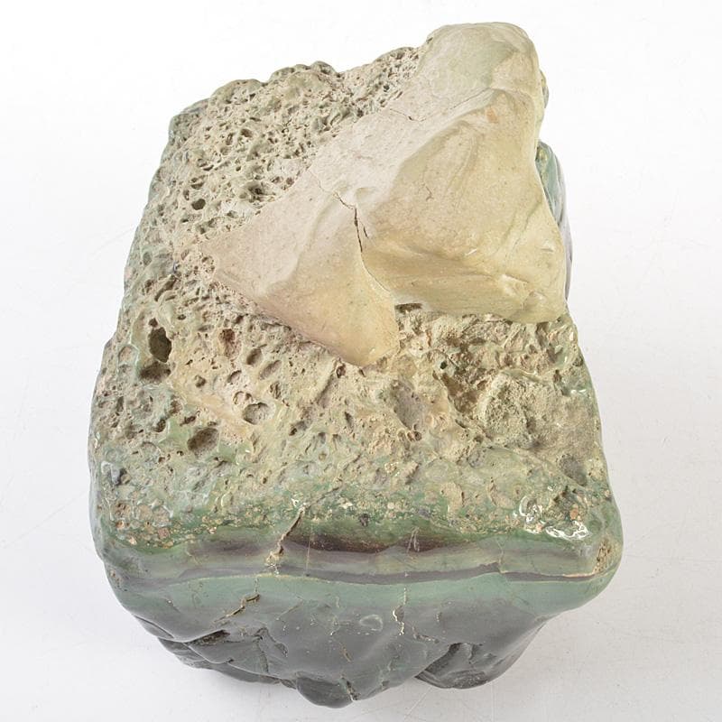 天然石　鑑賞石　翡翠石　緑石　原石　置物　重さ約3.33㎏　時代箱　VR7040