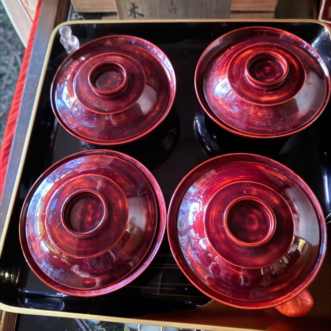 2244様感謝‼️感謝価格‼️超絶JAPAN蒔絵あけぼの❌黒 秋草蒔絵　茶懐石椀5客