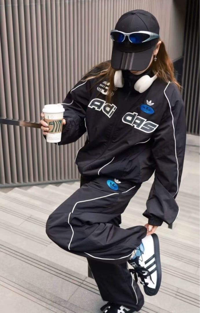 海外限定S ADIDAS レーシングジャケット black JM8033