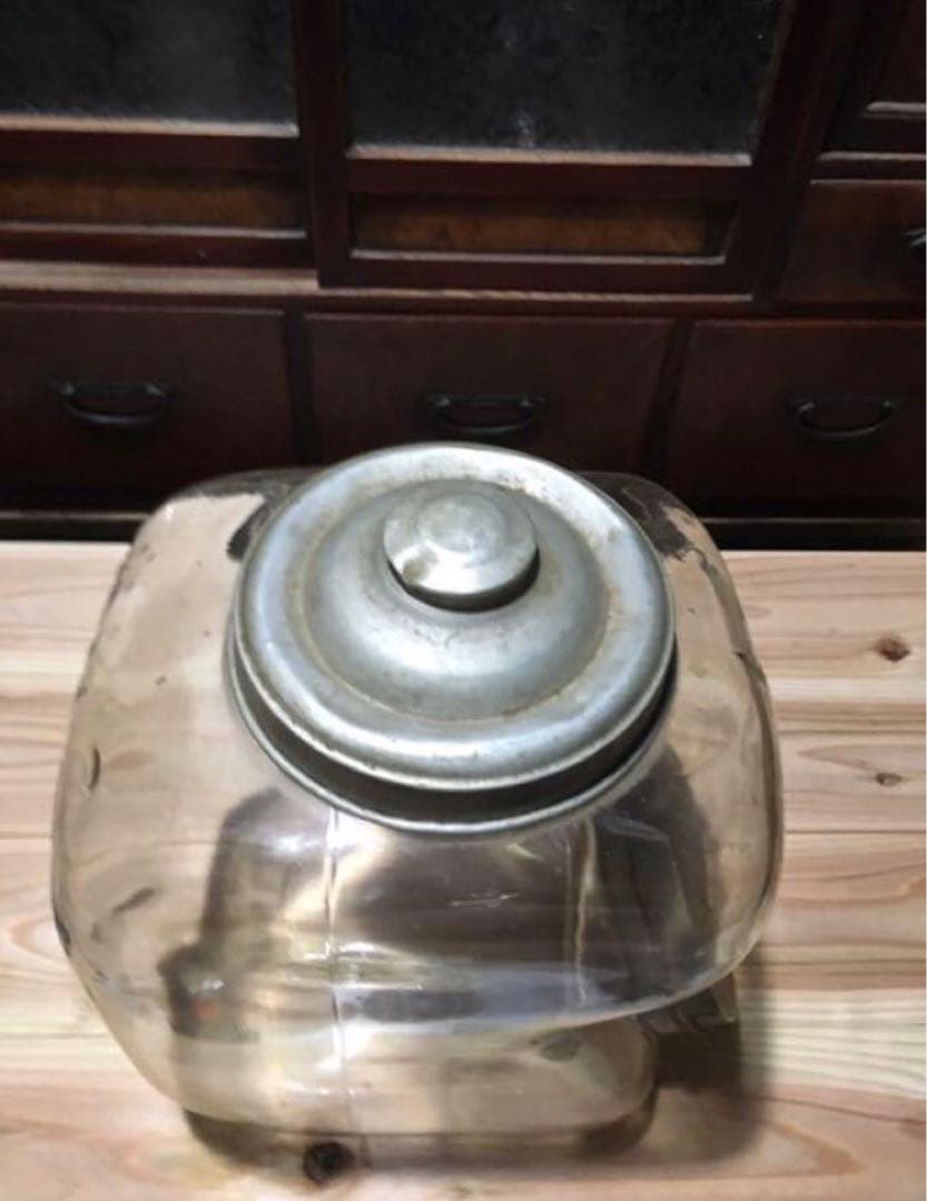 10★ブィンテージ★ガラス ケース★タバコ入れ★エンボス★気泡★ゆらゆら 波★