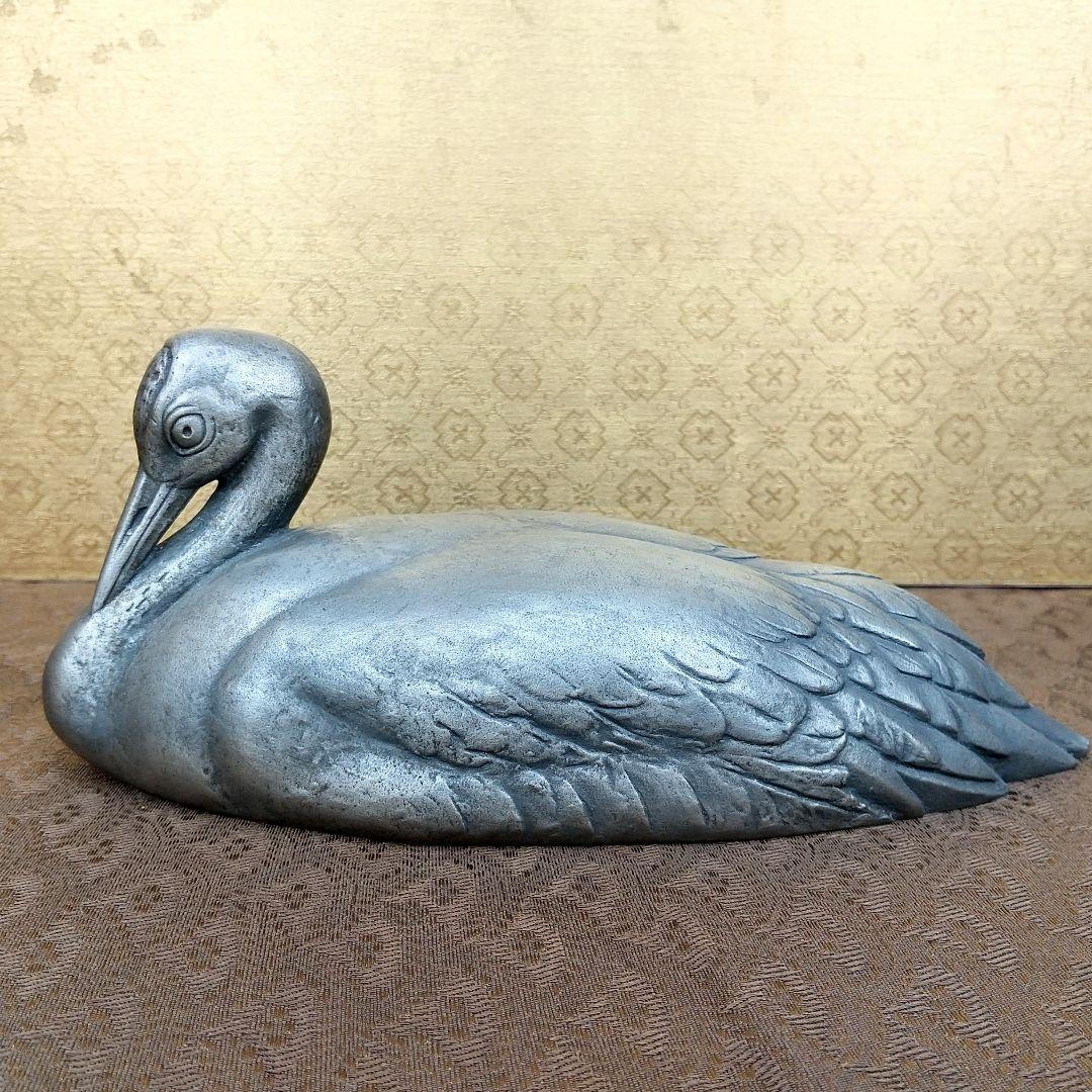 【お値下げしました！】巣籠る鶴　白銅製　中川清作　置物　共箱