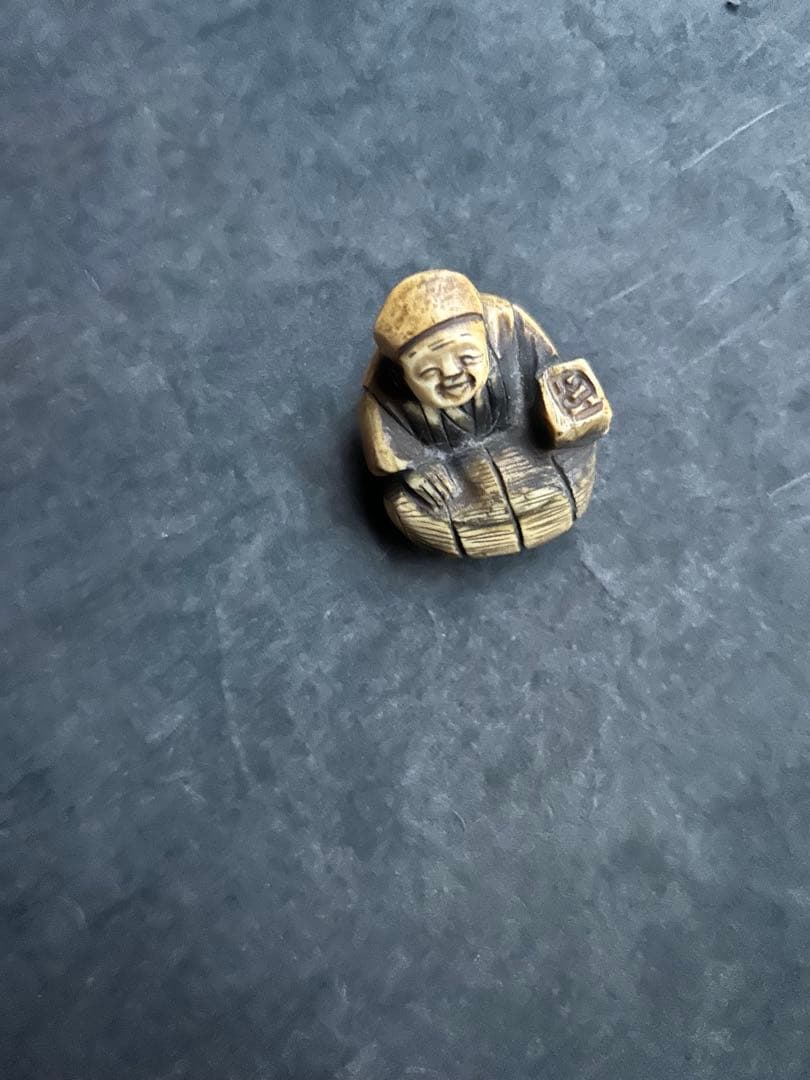 江戸時代 翁　根付　 牙刻　江戸期　在銘　東洋彫刻