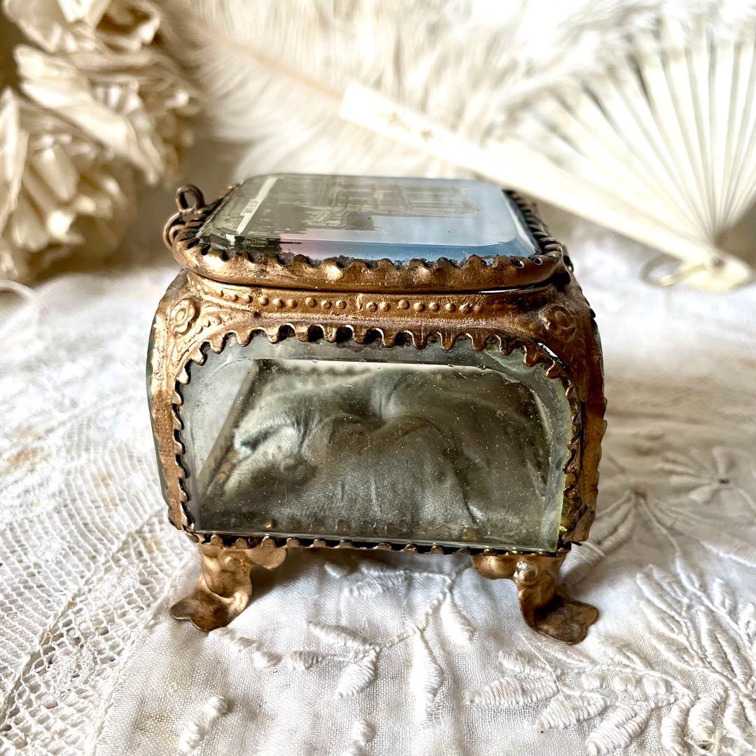 ノートルダム大聖堂ベベルガラスジュエリーボックス　ケース　フランスアンティーク