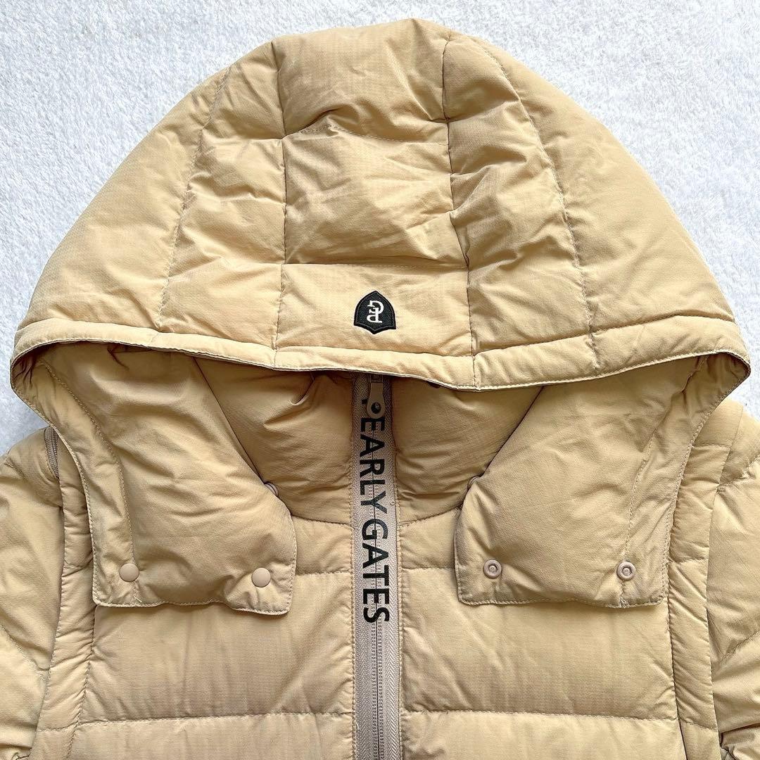 未使用級　現行品　パーリーゲイツ 　ダウン　ジャケット　ベスト　フード　ベージュ