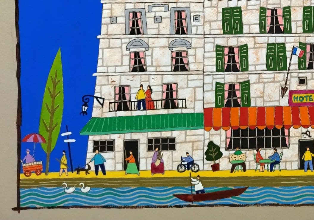 水彩画原画　パリのホテル「ノートルダム」