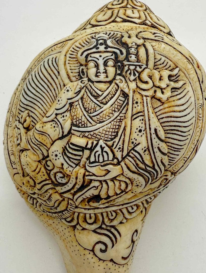 ◆チベット密教法具 法螺貝（シャンカ）パドマサンババ(グル・リンポチェ) 2