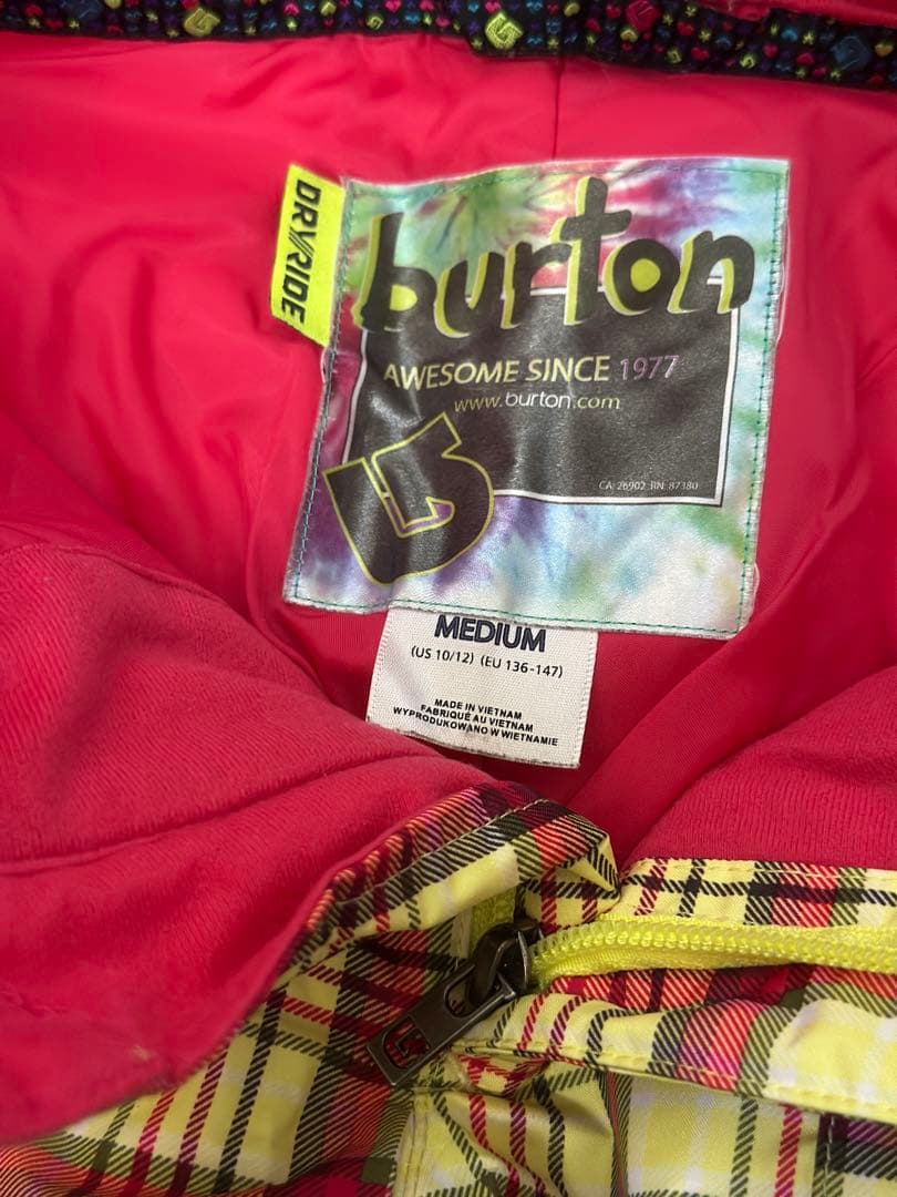 BURTON キッズスノーボードセット　キッズウェアMサイズ ピンク チェック柄