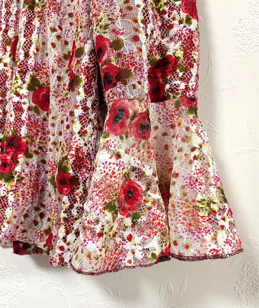 フラメンコ　ダンス衣装　トップス　スカート セットアップ　ドレス　薔薇柄